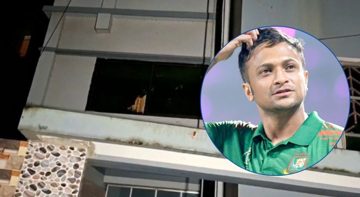 মাগুরায় সাকিব আল হাসানের বাড়িতে আগুন, পেট্রলবোমা বিস্ফোরণ